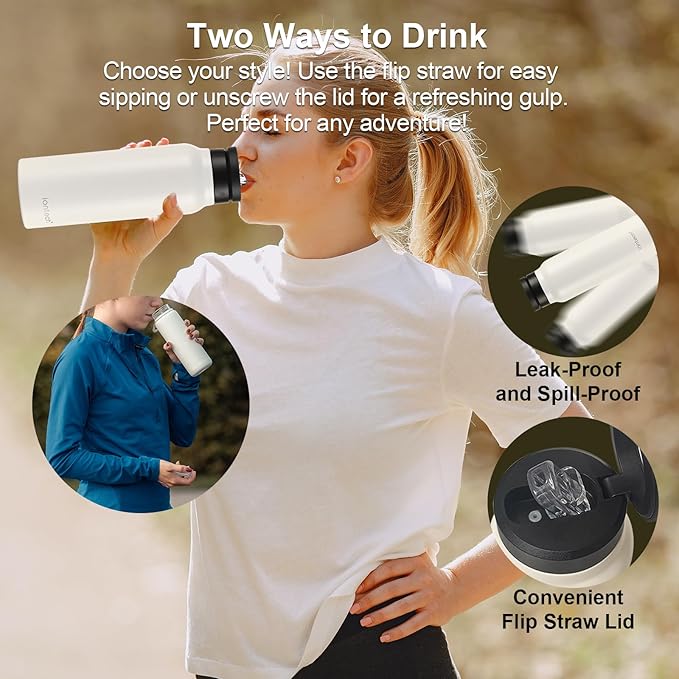 Insulated Water Bottle with Magnetic Phone Holder Compatible with MagSafe and iPhone, Stainless Steel Water Bottle Phone Mount For Sports Travel School, Hot 12H Cold 24H, 24oz (Black)