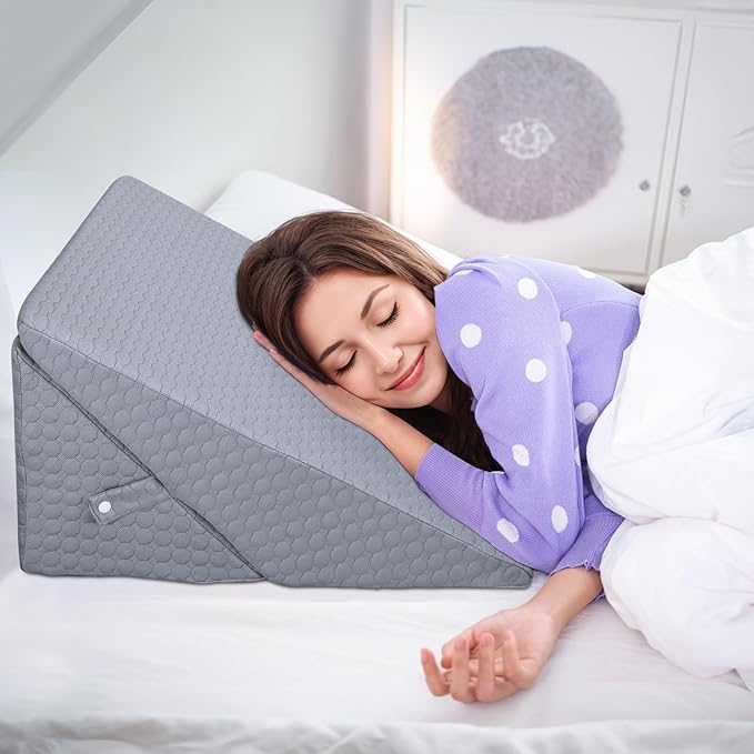 COOLBEBE Bed Wedge Pillow for Sleeping, Air Layer Adjustable Wedge Pillow for Snoring and After Surgery - 9 & 11 Inch, Elevated Triangle Pillow for Back Pain Relief, Acid Reflux, Leg Support
