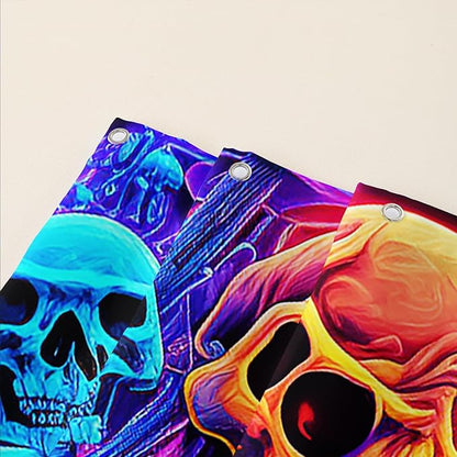 AILONEN Mushroom Skull Shower Curtain for Bathroom,Purple Mushroom Skull Bath Curtain,Fantasy Fairy Skull Skeleton Decoration Bathroom Waterproof Shower Curtain with 12 Plastic Hooks, 36" W*72" H