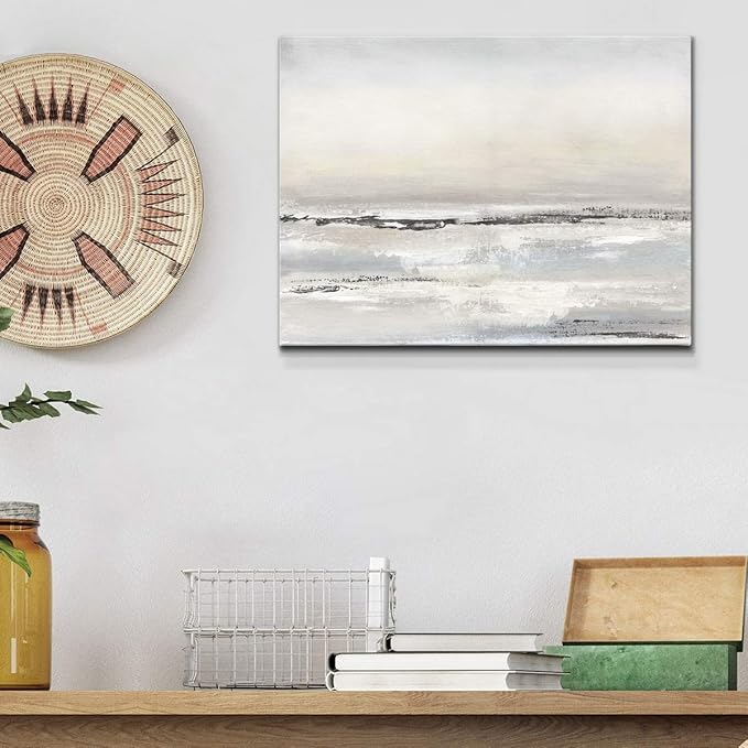 Renditions Gallery Canvas Nature Wall Art Modern Decorations Paintings Serene Winter Snow Glam Romantic Abstract Minimalist Artwork Prints for Bedroom Office Kitchen - 18"x27" LT33