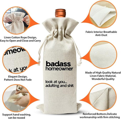 Housewarming Gift New House Wine Bag for Women Men Wife Husband Couple Owner Homeowner, House Warming Party Favor Supply, New Home Gift Ideas, Realtor Gift to Client, House Warming Gift New Home