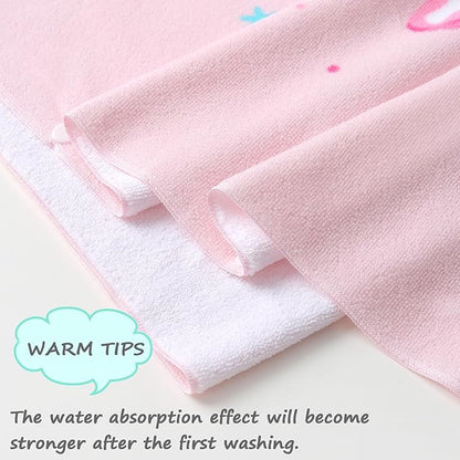 NovForth Kids Beach Towel for Boys Girls, Pink Mermaid Hooded Bath Towel Wrap, Toddler Pool Towel with Hood
