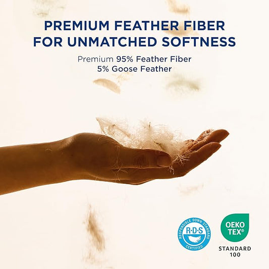 Bedsure Luxury Goose Feathers Down Pillow - 300 Thread Count Cotton Cover Gusseted Hotel Collection Bed Queen Pillow, Ultra-Soft High Elasticity Sorona Fiber Layer Pillows (1, Peyote, Queen)