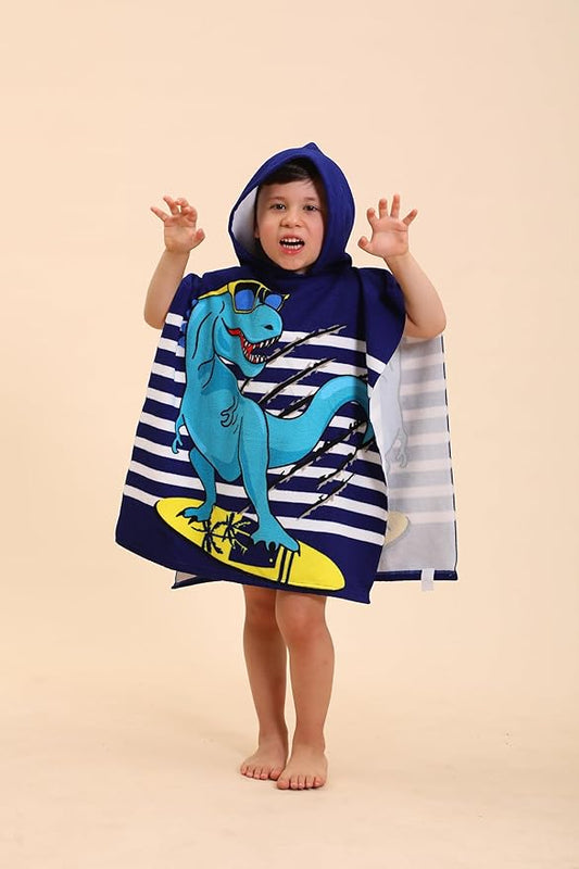 Dinosaur Hooded Towels for Kids, Poncho Beach Towels for Kids, Kids Beach Towels for Boys/Girls, Swimming Towels/Towel Robes/Wearable Towels/Pool Towels for Kids 2-10, Hooded Beach Towels for Toddler