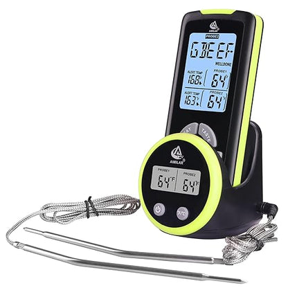 AIMILAR Remote Meat Thermometer for Cooking - Dual Probes Digital Meat Temperature Thermometer Magnetic for Grilling and Smoking with Clip Timer Alarm for Kithen Oven