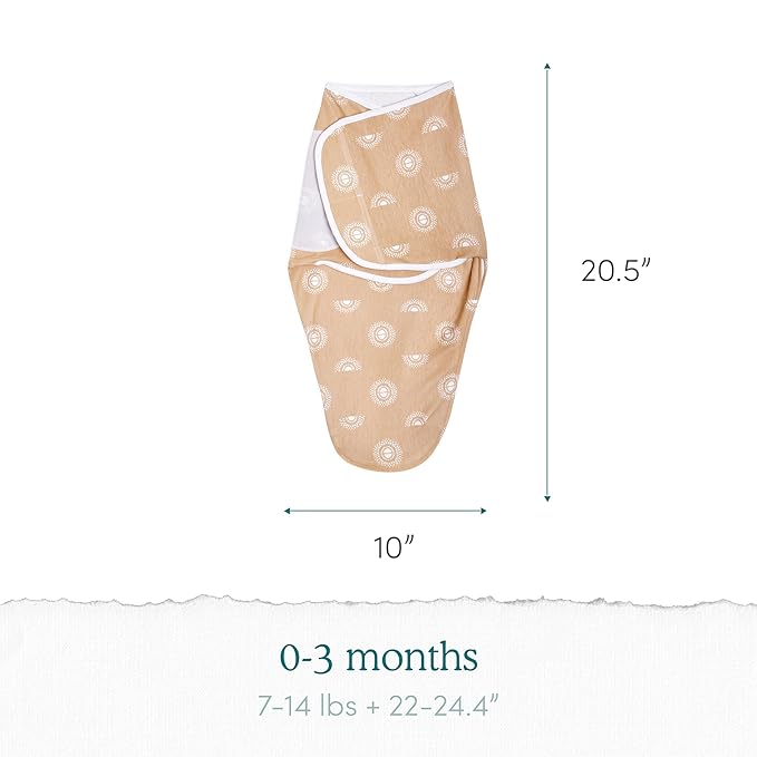 aden + anais, Cotton Knit Baby Wrap, Newborn Wearable Swaddle Blanket, 3 Pack, Orange Keep Rising, 0-3 Months