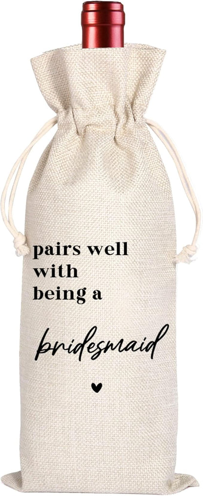 Bridesmaid Gift|Bridesmaid Proposal Gifts Wine Bag|Maid of Honor Proposal Gifts|Proposal Gifts for My Bridesmaids|Pairs Well With being a Bridesmaid(11MA17)