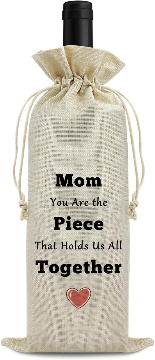 Gift for Mom Mother's Day Gift Wine Bag Thank You Gift for Mom Grandma Birthday Christmas Gift for Her Wine Wrapping Valentine Thanksgiving Gift for Mom from Child Bag Drawstring Wine Gift Bag