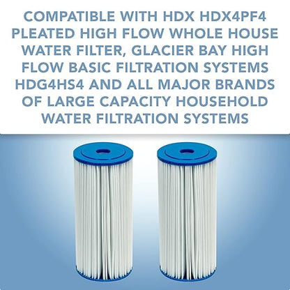 CFS COMPLETE FILTRATION SERVICES EST.2006 Compatible for HDX HDX4PF4 Pleated High Flow Whole House Water Filter: Reduces Sediment - 30 Micron Water Filters 2 Pack