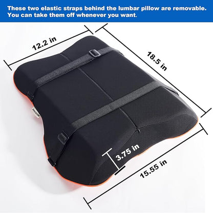 Soft Lumbar Support Pillow for Office Chair and Car Seat Back Support Pillow for Car Driver's Seat and Truck Driver's seat, Back Cushion for Pain Relief Improve Posture (Suede Cover-Green)