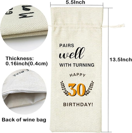 LANBAIHE 30th Birthday Gifts for Her,30th Birthday Gift for Women Men, 30 Years Old Birthday Gifts Wine Bag, 30th Birthday Decorations Party Supplies-1994 Birthday (30 BIRTHDAY)