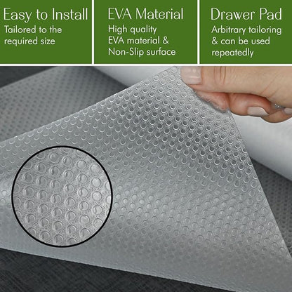 EVALAND 12 INCHES x 33 FEET (394 Inches) Non-Slip Shelf Liner, EVA Kitchen Liner, Non-Adhesive Liner, Original Smooth Shelf Liner, Durable Strong Grip Liner, Stain-Proof Shelf, Drawer, Cabinet Liner