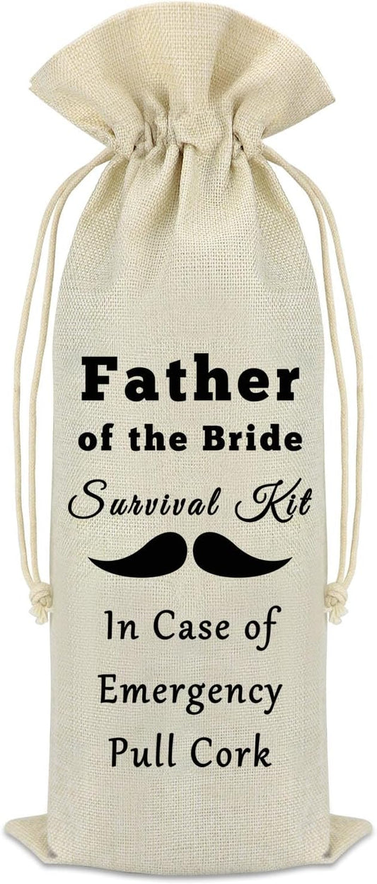 Father of the Bride Gift Wine Bag Wedding Gifts for Dad from Daughter Father of the Bride Gifts from Bride Groom Engagement Party Bridal Shower Gifts Wine Bottle Cover Bag Party Decorative Wine Bags
