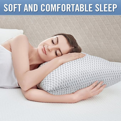 Shredded Memory Foam Pillows, Standard Size Bed Pillows for Sleeping 2 Pack,Washable Removable Cover,Pillows Suitable for Stomach,Back and Side Sleepers.