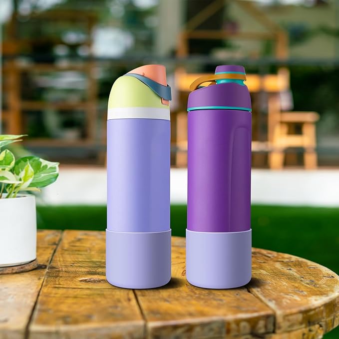 2PCS Silicone Water Bottle Boot for Owala 24oz 32oz 40oz, Anti-Slip Protective Sleeve Bottom Bumper Protector for FreeSip, Twist, and Flip Stainless Steel Water Bottles