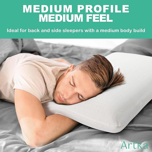Latex Pillow, 100% Talalay Natural Latex Pillow, Soft Sleeping Bed Pillows with Cotton Cover, Standard Size, Perfect for side/back pain, stomach, neck, stress relief
