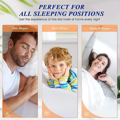 Luxury Hotel Collection Bed Pillows for Sleeping Standard Size Set of 2, Comfy & Supportive Pillow Core for Side or Back Sleepers