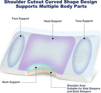 Cervical Neck Pillow, Side Sleeper Pillow for Sleeping, Aloe Vera Infused Memory Foam Pillow for Neck Pain Relief, Ergonomic Neck Support Pillow for Side Back Stomach Sleepers, 30x16 Inches