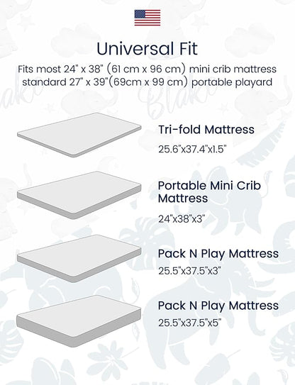 TotAha Premium Soft Pack n Play Sheets, Super Stretchy Jersey Knit Mini Crib Sheets Fitted, Silky Comfort Graco Pack and Play Mattress Sheets 2-Pack, Purple Butterfly
