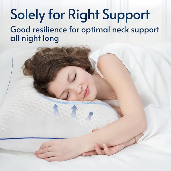 viewstar Memory Foam Pillows Queen Size Set of 2, Adjustable Firm Pillows for Side Back Stomach Sleepers, Shredded Gel Pillows for Sleeping 2 Pack with Washable Removable Cover 19"x 28"