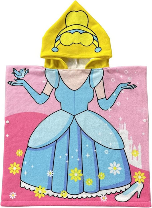 Princess Kids Hooded Towel for Toddler Girls Soft and Absorbent Poncho Hooded Kids Towel for Beach Bath and Swim, 47.2" L x 23.6" W