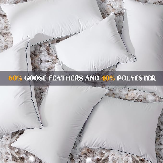 puredown® Goose Feathers and Polyester Fiber Pillows, Made in USA, Premium Medium to Firm Sleeping Pillows, Hotel Collection Pillows with Cotton Cover, 2 Pack, King Size, 20x36 Inches
