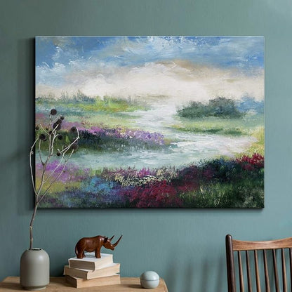 Renditions Gallery Canvas Flowers Wall Art Modern Decorations Paintings Colorful Floral Meadow Glam Nature Abstract Wall Hanging Artwork Prints for Bedroom Office Kitchen - 32"x48" LT33