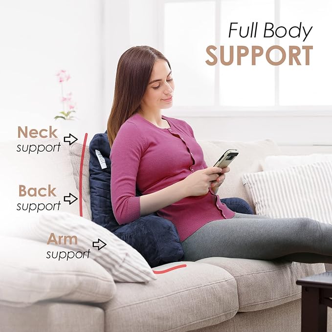 Nestl Reading Pillow for Kids, Small Bed Pillow, Back Pillow for Sitting in Bed, Memory Foam Chair Pillow, Reading & Bed Rest Pillows, Navy Blue Back Pillow for Bed, Arm Pillow with Pockets
