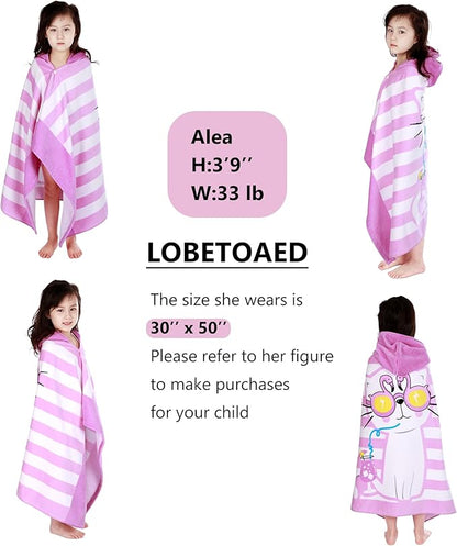 Kids Hooded Beach Bath Towel, Baby Surf Poncho Toddlers Soft Real Cotton Wrap Hooded Towels for Kids Boy Girl