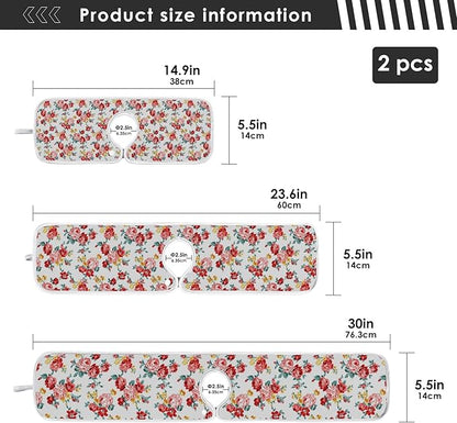 Kitchen Faucet Absorbent Mat,Rose Floral Flower Water Splash Guard for Sink, Faucet Drip Catcher Thicken Sponge Microfiber Faucet Water Catcher Mat Sink Absorbent Mat for Kitchen 23x5in 2Pack