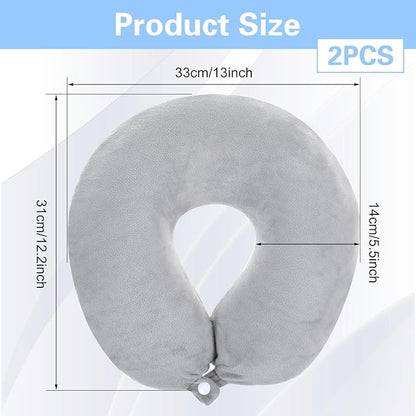 Prasacco 2 Packs Travel Neck Pillow Case Cover, U Shaped Neck Pillow Cover Reusable Neck Pillow Washable Cover Soft and Smooth Neck Pillow Cover Grey Airplane Pillow Cover (No Filler)