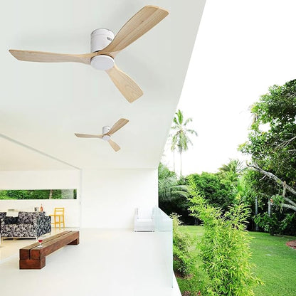 NicBex Ceiling Fan 52 Inch Ceiling Fans Without Light Ceiling Fan with 3 Blades and Remote Control Reversible DC Motor Ceiling Fan for Bedroom, Living Room, Natural White