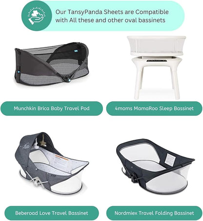 TansyPanda Bassinet Sheets for Munchkin Brica Pod, 4moms MamaRoo, Nordmiex, Beberoad Travel Bassinet, 3PC, 18 x 30 Inch, Ultra Soft, Breathable, Snug Fit, Unisex Boys and Girls (Woodland Rainbow)