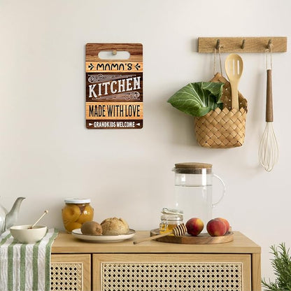 Farmhouse Kitchen Decor, Mother Gifts, Kitchen Signs Wall Decor, Kitchen Door Wall Hanging Decor, Mother's Day Birthday Thank You Gifts, Mama's Kitchen Sign 8 x 12 Inch