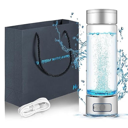 Hydrogen Water Bottle,Real Pure 6000+ PPB Upgraded Hydrogen Water Bottle Generator,2000+ PPB in 3 Min Portable Water Ionizer,Hydrogen Water Machine with Exhaust Hole,Advanced SPE/PEM(Silver)