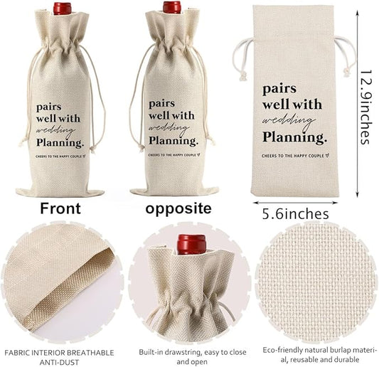 YUANHAO Wedding Wine Bag, Engagement Wine Bag, Engagement Gifts for Couples Women Men, Pairs Well With Wedding Planning Wine Bag