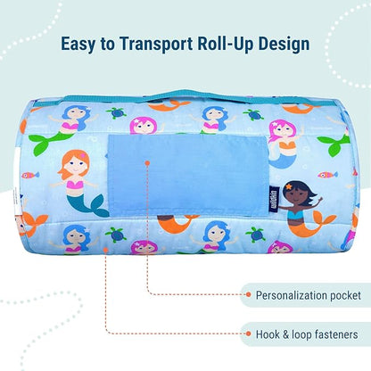 Wildkin Original Nap Mat with Reusable Pillow for Boys & Girls, Ideal for Sleepovers, Equipped with Hook & Loop Fastener, Made from Cotton Blend Materials - Nap Mat for Kids