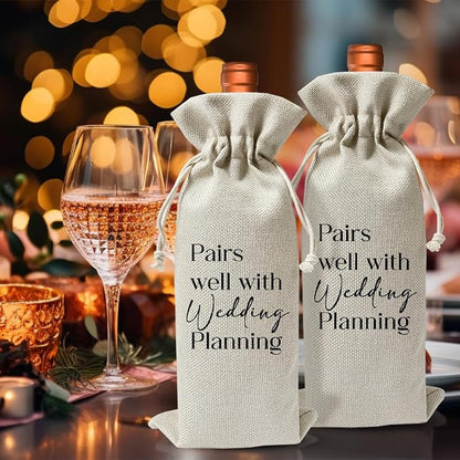Wedding Planner Gift Wine Bag, Engagement Party Supply, Wedding Officiant Gift Idea, Pastor Appreciation Gift, Thank You Wedding Gift, Bridal Party Gift for Bridesmaid Boxes, Burlap Wine Bag