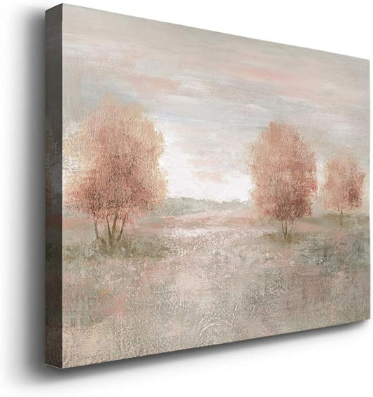 Renditions Gallery Canvas Nature Wall Art Modern Paintings Decorations Autumnal Peach Leaves Abstract Romantic Artwork Wall Hanging Prints for Bedroom Office Kitchen - 32"x48" LT33