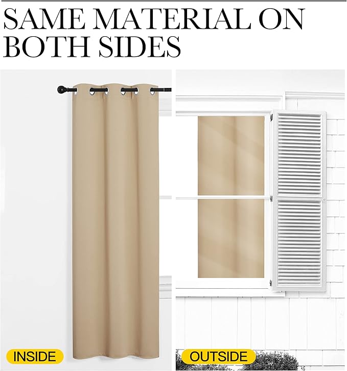 NICETOWN Room Darkening Draperies Window Curtain Panels, Thermal Insulated Grommet Room Darkening Curtains for Bedroom (Biscotti Beige, 2 Panels, W34 x L84 -inch)