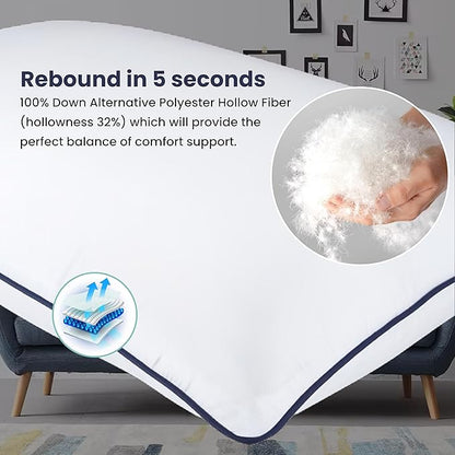 Bed Pillows | Luxurious Adjustable Microfiber Polyester Pillow | Premium Super Soft Pillow | (Queen, Size - Pack of 2) Breathable Pillow Suitable Back Stomach or Side Sleepers
