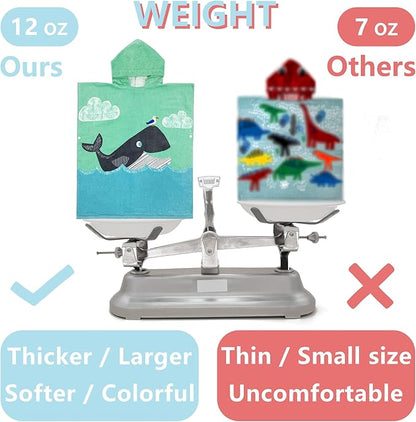 Kids Hooded Beach Bath Towel, Baby Surf Poncho Toddlers Soft Real Cotton Wrap Hooded Towels for Kids Boy Girl