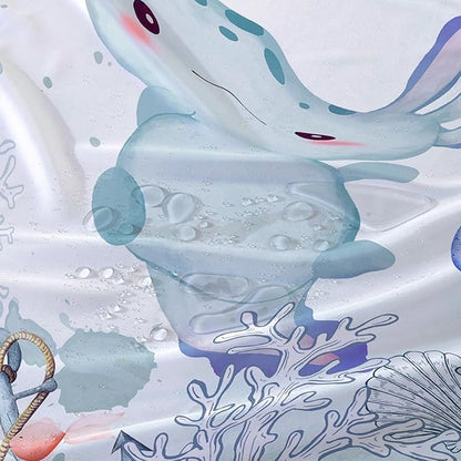 AILONEN Cute Axolotl Shower Curtain for Bathroom Teal Blue Ocean Beach Coastal Bath Curtain Decor 72" W*78" H Polyester Fabric Waterproof Bathroom Curtain with 12 Hooks