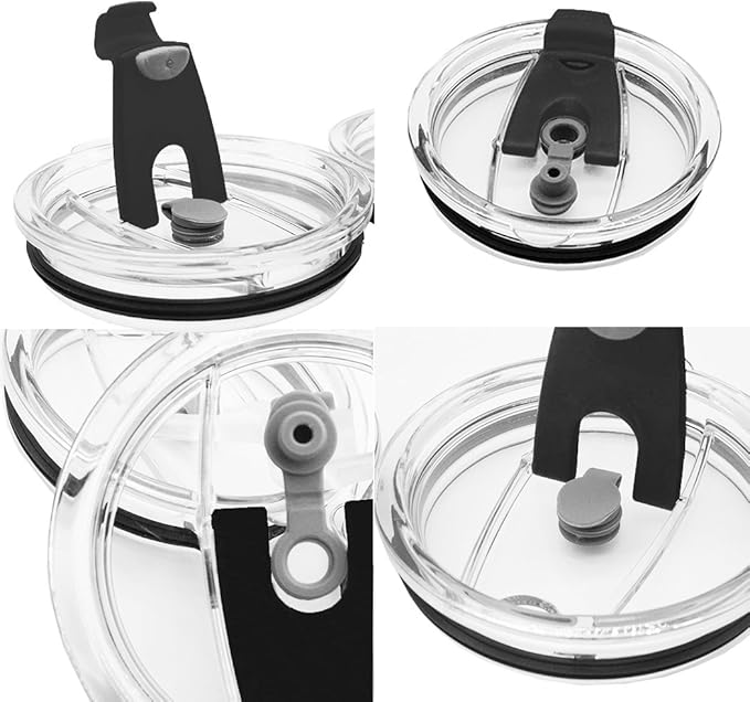 3 Packs Lids for 20oz Tumblers, CNYMANY Spill-proof Splash Resistant Straw-friendly Cover for Old Style Rtic, Ozark Trail 20 oz. Cups - Black