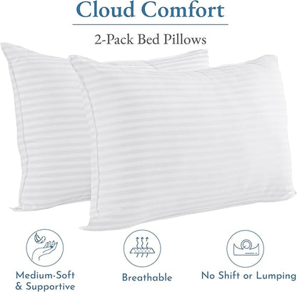 California Design Den 2-Pack Bed Pillows Standard Size Set of 2 for Sleeping, Cooling Luxury Hotel Pillows, for Back, Stomach or Side Sleepers