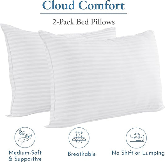 California Design Den 2-Pack Bed Pillows Queen Size Set of 2 for Sleeping, Cooling Luxury Hotel Pillows, for Back, Stomach or Side Sleepers