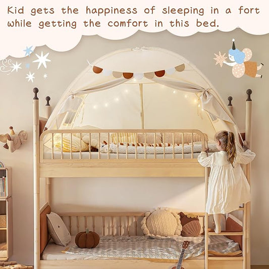 Twin Size Bed Canopy Bed Tents Dream Tent on Bed Privacy Space Blackout Sleeping Tents Indoor Breathable Portable Cottage Drafty Room Floor Bed Tents
