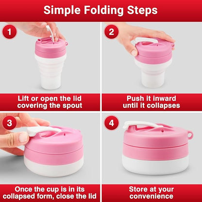 Protein Shaker Bottle Pink Collapsible - Food-Grade, Leakproof Lid 600mL 20oz Pink Shaker - Reusable Silicone Shaker Cups for Protein Shakes