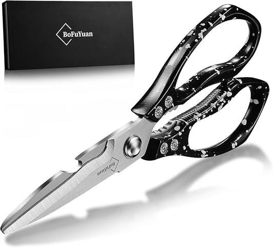 Kitchen Shears for Food Heavy-Duty: Multipurpose Kitchen Shears for Cutting Chicken, Bone, Meat, Food, (9'' Black)