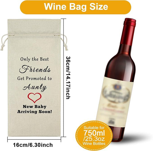 Friends to Aunts Gifts Wine Bag Best Friend Promoted to Aunt Gifts Pregnancy Reveal Gifts for Friends Wine Bottle Decoration Bag Thank You Gifts for Aunty Wine Accessories Gifts for Wine Lovers
